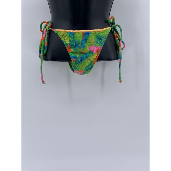 FARM Women's Green Tropical Floral Side-Tie Bikini Bottom SZ M - Picture 1 of 7